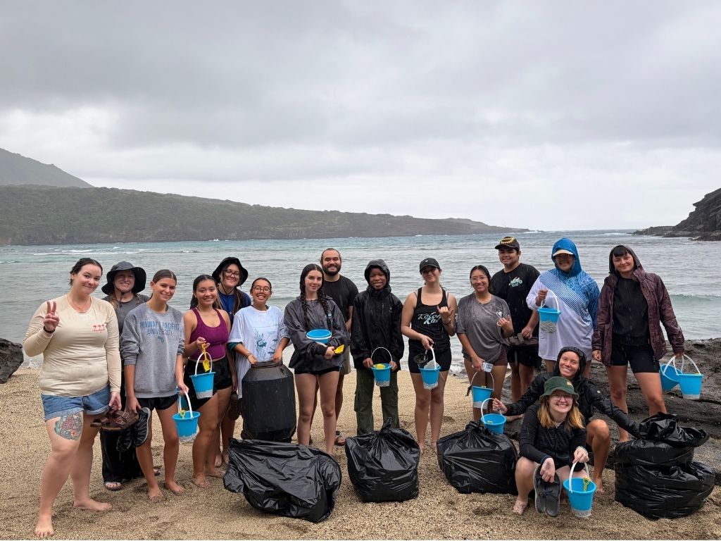 As president of HPU's Marine Science club, Bulatovic and members participated in a Hanauma Bay cleanup event. To prepare for the event, they collaborated with fellow HPU student club Hui Moomeheu Hawaii and its members, creating reef-friendly sunscreen and sifters
