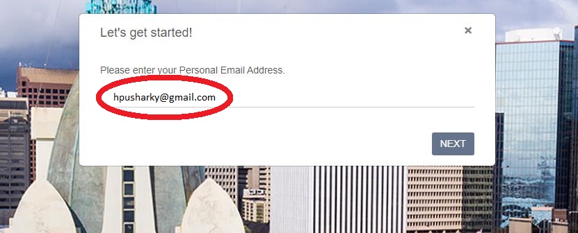 Enter Personal Email Address