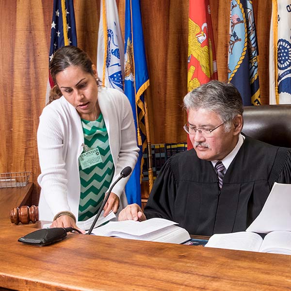 Student Working in Courtroom
