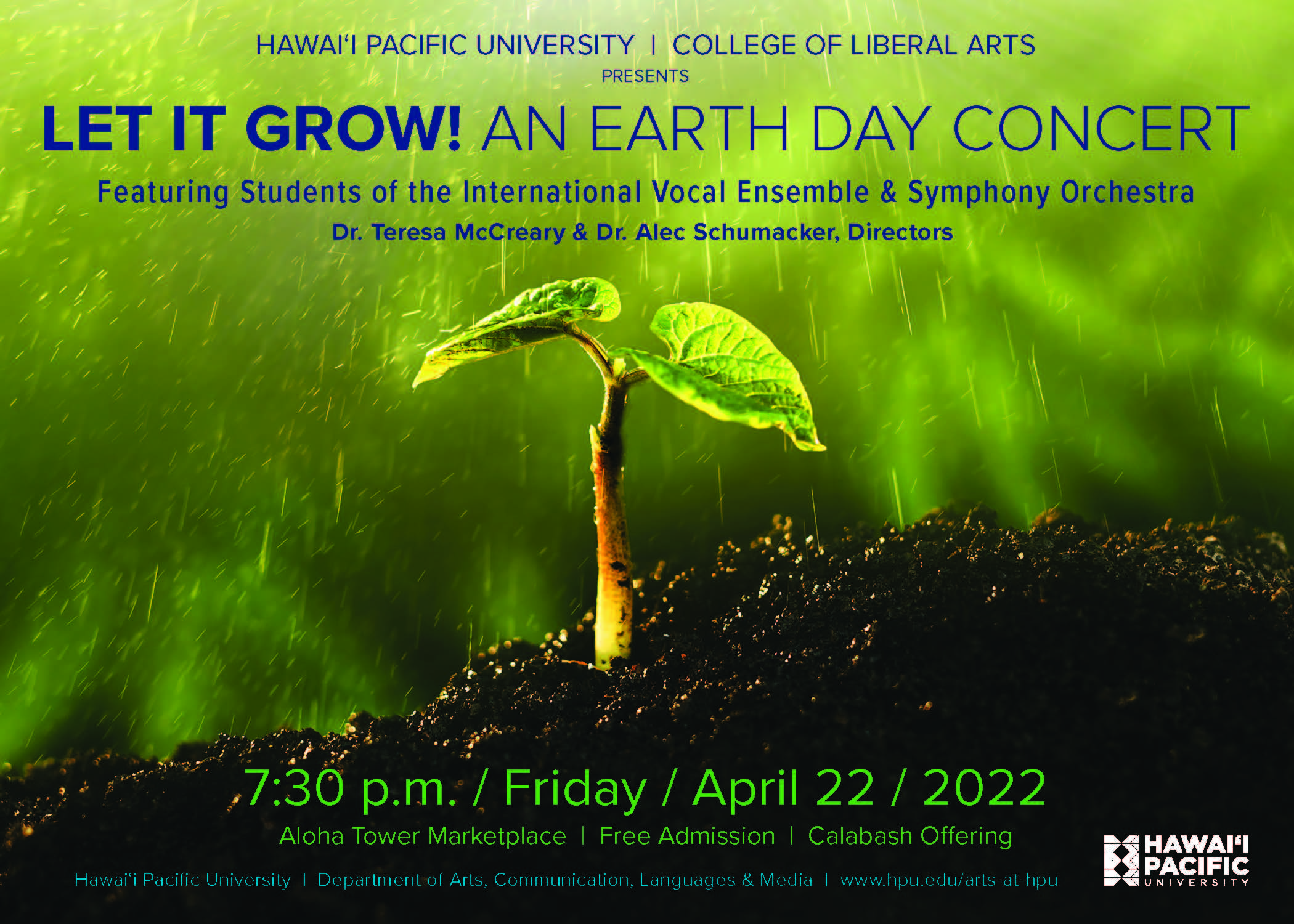 concert poster with image of seedling 