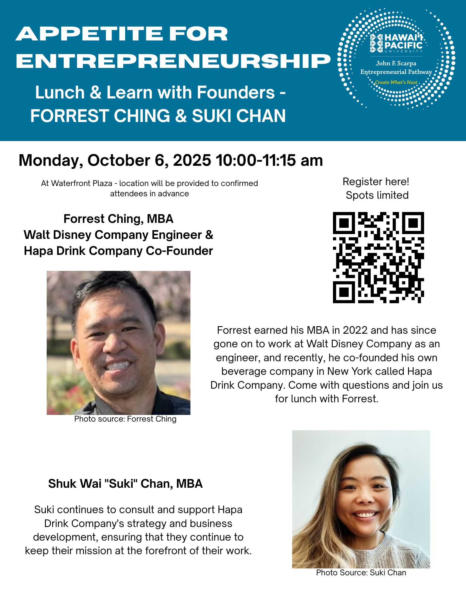 Entrepreneurial Lunch with Forrest Ching & Suki Chan event flyer